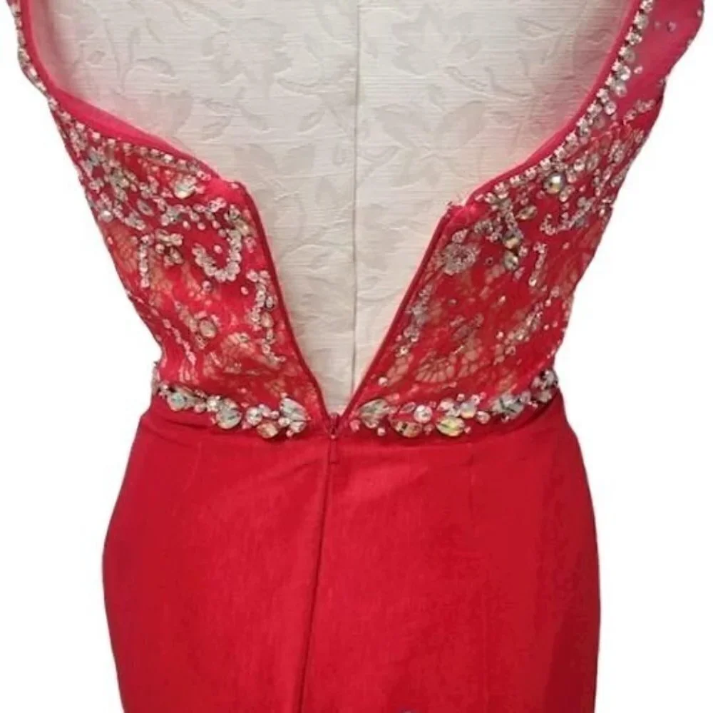 MacDuggal Red Sequin Formal Mermaid Evening Dress Ball Gown Size 0/2